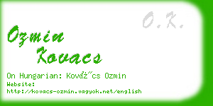 ozmin kovacs business card